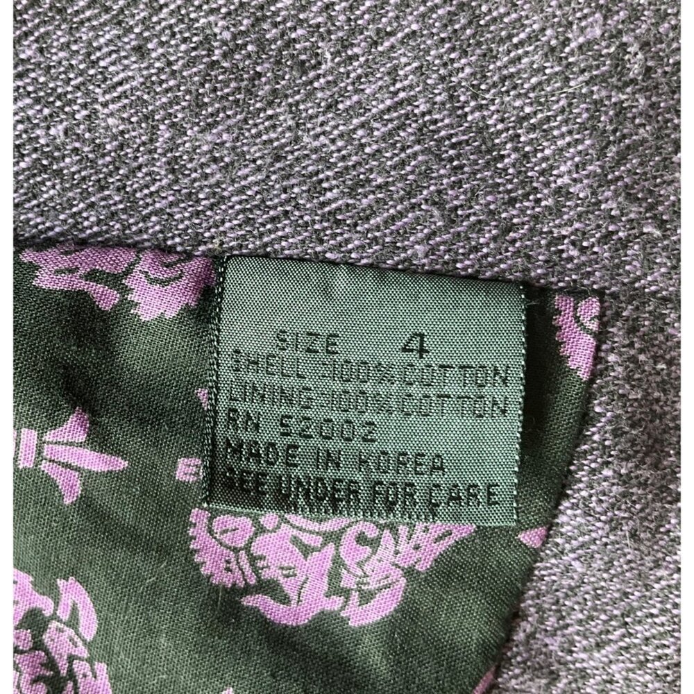 Vintage Liz Wear Women's Sz.Med-Large Cropped 90's Cotton Jacket purple Herringb - Picture 9 of 11